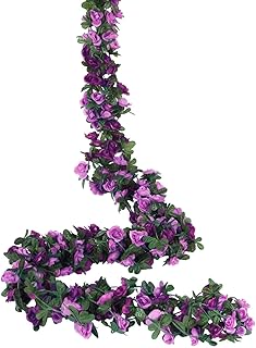 Ensemble de 5 fleurs de vigne artificielles suspendues de 41 pieds pour la maison,