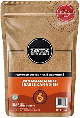 Café en grains entiers à l'érable canadien zavida - grains de torréfaction moyenne