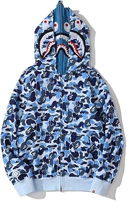 Veste à double capuche camouflage en coton imprimé bébé requin