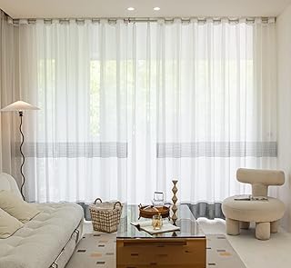 Rideaux transparents tss house pour salon et chambre à coucher (gris, 200)