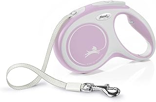 Laisse rétractable pour chien comforttape flexi 5 mètres en gris et rose