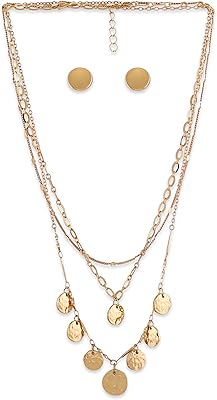 Collier tendance plaqué or à 3 couches de perles zafiri avec chaîne