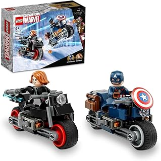 Lego® 76260 ensemble de construction de moto marvel black widow et captain america