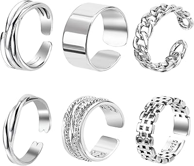 Ensemble de bagues ouvertes réglables empilables unisexes, bijoux empilables, cadeau pour femmes, hommes