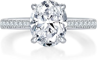 Bague de fiançailles ovale en moissanite 3 carats, solitaire, diamant créé en laboratoire