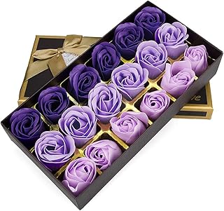 Savon de bain parfumé aux pétales de rose dans un coffret cadeau pour la saint-valentin, un anniversaire, la fête des mères, un cadeau pour femme (18 pièces/boîte violette dégradée). Votre marketplace de proximité digitale : Diaytar