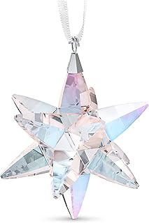 Breloque étoile scintillante cristaux swarovski multicolores sur ruban de satin blanc faisant partie