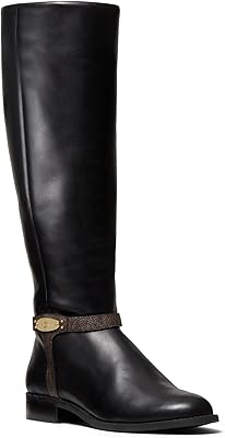 Bottes mi-mollet en cuir finley michael kors pour femmes, noir 5 moyen