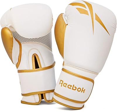 Gants de boxe reebok unisexe adultes 10 oz rscb-11117gd-10 or blanc