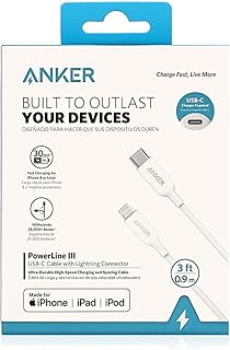 Câble lightning anker powerline 3 18 mètres de long blanc