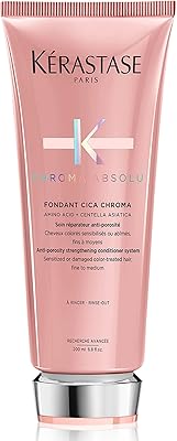 Keratase chroma absolu après-shampooing pour renforcer les cheveux colorés sensibles ou abîmés, fins