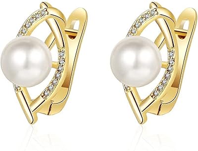 Boucles d'oreilles en perles plaquées or 14 carats pour femmes, boucles d'oreilles à
