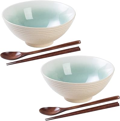 Ensemble de bols à ramen japonais en céramique hookeller, 2 ensembles, 8 pouces