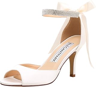 Sandales à talons hauts elegantpark pour femmes, chaussures de mariage à bout ouvert