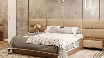 Lit king size à panneaux modernes - (180x200 cm) (gris et simili cuir)