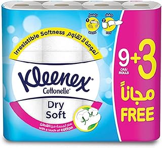 Papier toilette doux et sec kleenex, 9+3 rouleaux gratuits