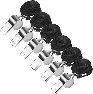 Sifflets, paquet de 6 sifflets d'entraîneur en métal avec lanière, sifflets de sport