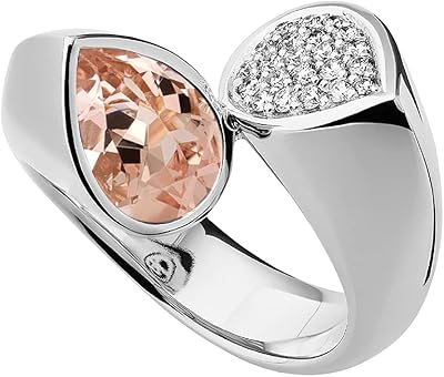 Bague enroulée en argent 925 avec morganite poire et plaques de solitaire