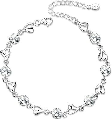 Bracelets en forme de cœur pour femmes, bracelet en argent 925, bracelet exquis