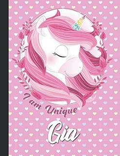 Gia i am unique carnet de croquis personnalisé avec licorne kawaii pour filles