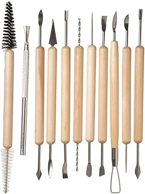 Ensemble d'outils de sculpture et d'argile céramique aitra, 11 pièces, manche en bois