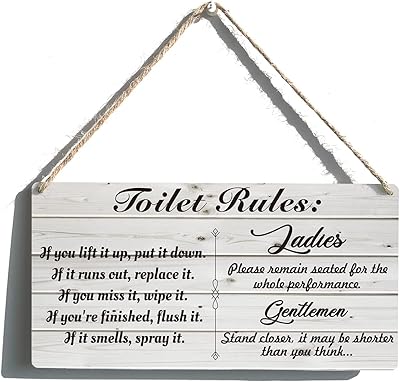 Signe de règles de toilette plaque suspendue en bois pour toilettes décoration