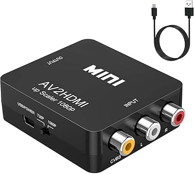 Ableway convertisseur rca vers hdmi av hdmi mini 1080p cvps vidéo