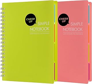 Cahier à spirale cheer up 4 cahiers avec intercalaires b5 largeur