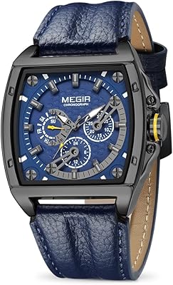 Montre de sport chronographe à quartz analogique pour hommes megir bracelet en cuir