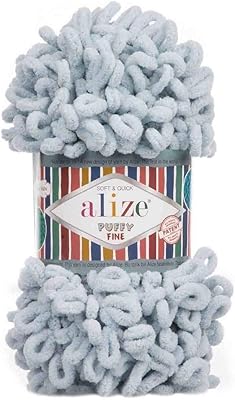 Fil à tricoter à la main alize buffy fine soft (gris n° 500)