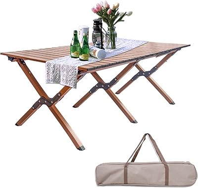 Table de camping de voyage pliante portative en bois tapit pour pique-nique extérieur/intérieur