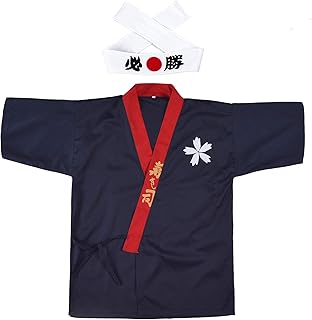 Manteau de chef de sushi japonais, uniforme kimono unisexe, bandeau de victoire