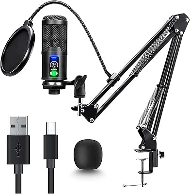 Microphone usb avec bouton de sourdine et de gain à une touche, microphone
