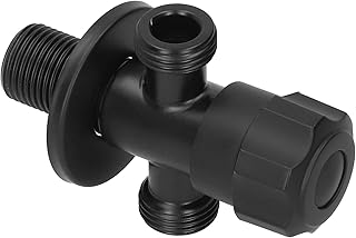 Valve d'arrêt d'eau, vanne d'angle noire, vanne de cuisine à entrée et sortie