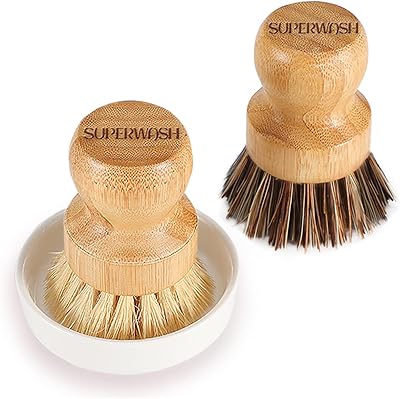 Brosse à vaisselle superwash plus en bambou avec plat en céramique brosse poils