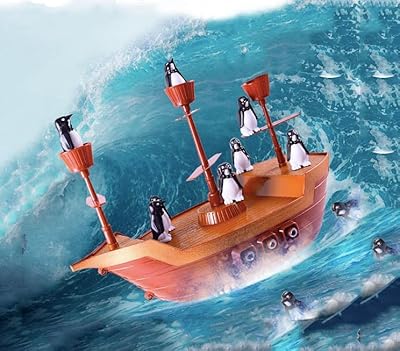Jeu d'équilibre interactif en forme de bateau pirate pingouin et compétences des enfants