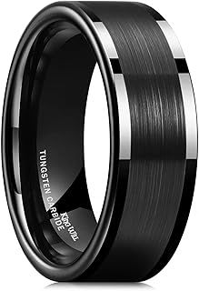 Bague de base en carbure de tungstène noir 8 mm/10 mm avec design