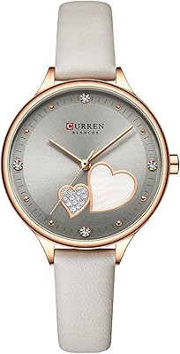 Montre à quartz anker curren pour femme avec bracelet en cuir, cadran diamant