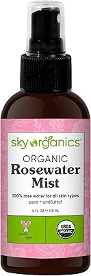 Tonique à l'eau de rose biologique sky organics (118 ml) distillée
