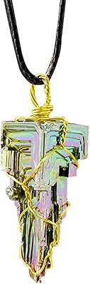Pendentif en cristal de bismuth naturel, collier en cristal pour femmes, pierres