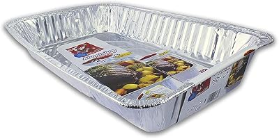 Récipient alimentaire jetable amusant, en aluminium rectangulaire avec couvercle, capacité 6130 ml, 10