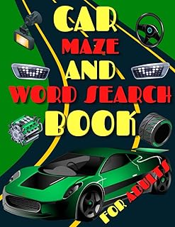 Livre de labyrinthe de voitures et de recherche de mots pour adultes