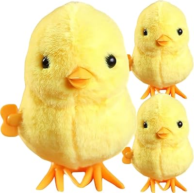 Toddmomy 3 pièces jouets de poussin à remonter moelleux sautant mignon poulet