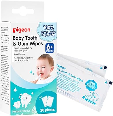 Pigeen, lingettes humides pour dents et gencives d'enfants, arôme naturel, sans fluorure