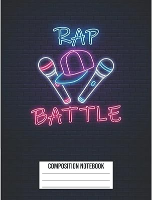 Cahier de composition rap battle 2 micros et chapeau papier ligné large 8,5x11