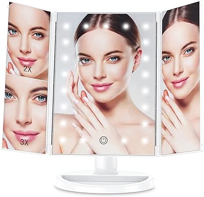 Miroir de maquillage tomfaz miroir de courtoisie avec 22 lumières éclairé led