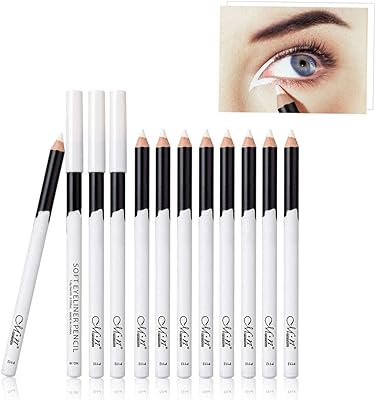 12 pièces stylo eye-liner blanc, crayon eye-liner professionnel imperméable longue durée