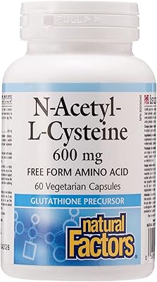 Capsules de n-acétyl l-cystéine ​​de natural factors 600 mg, 60 gélules végétariennes