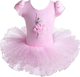Justaucorps pour costume de ballerine, robe jupe tutu en tulle à manches courtes