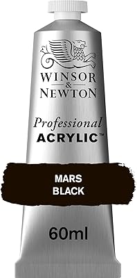 Peinture acrylique professionnelle winser & newton, tube de 60 ml, noir de mars